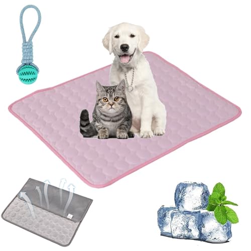 Gienslru Cooling Mat Dog, Non-Slip and Durable Kühlmatte Hund, Washable Soft Kennel Pads, Foldable Cooling Mat, Dogs, Cats for Summer (Pink, L) von Gienslru