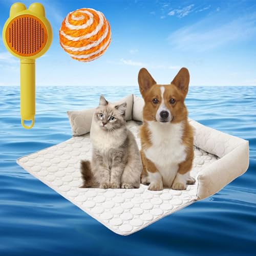 Gienslru HeatRelief Cooling Dog Bed, Pelzbarn Kühlendes Sofabett, Pelsbarn Cooling Mat, kühlender Autositz für Hunde, Hundedecke Sofa Halten Sie Ihr Fellbaby Kühler und Bequemer (Grau, 70×70cm) von Gienslru