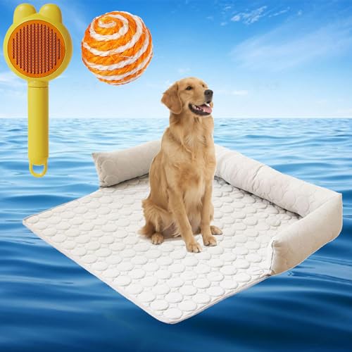 Gienslru HeatRelief Cooling Dog Bed, Pelzbarn Kühlendes Sofabett, Pelsbarn Cooling Mat, kühlender Autositz für Hunde, Hundedecke Sofa Halten Sie Ihr Fellbaby Kühler und Bequemer (Grau, 90×135cm) von Gienslru