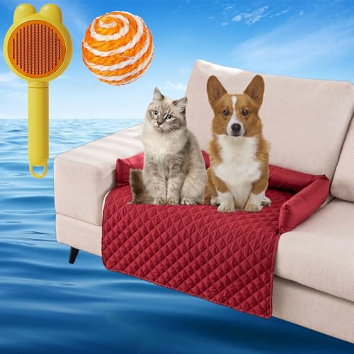 Gienslru HeatRelief Cooling Dog Bed, Pelzbarn Kühlendes Sofabett, Pelsbarn Cooling Mat, kühlender Autositz für Hunde, Hundedecke Sofa Halten Sie Ihr Fellbaby Kühler und Bequemer (Rot, 70×70cm) von Gienslru