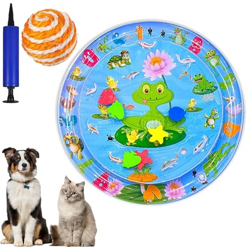 Gienslru Katzen Wassermatte, Wasserspielmatte Katze, Wassermatte Katzen Kratzfest, Wasser Matte Für Katze, Wasserbett Für Drinnen Und Draußen Schlafkomfort (A, 100 * 100CM) von Gienslru