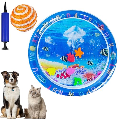Gienslru Katzen Wassermatte, Wasserspielmatte Katze, Wassermatte Katzen Kratzfest, Wasser Matte Für Katze, Wasserbett Für Drinnen Und Draußen Schlafkomfort (E, 100 * 100CM) von Gienslru