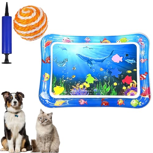 Gienslru Katzen Wassermatte, Wasserspielmatte Katze, Wassermatte Katzen Kratzfest, Wasser Matte Für Katze, Wasserbett Für Drinnen Und Draußen Schlafkomfort (G, 66 * 47CM) von Gienslru