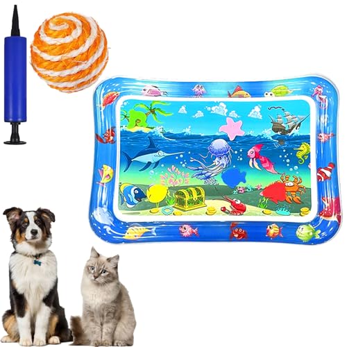 Gienslru Katzen Wassermatte, Wasserspielmatte Katze, Wassermatte Katzen Kratzfest, Wasser Matte Für Katze, Wasserbett Für Drinnen Und Draußen Schlafkomfort (I, 66 * 47CM) von Gienslru