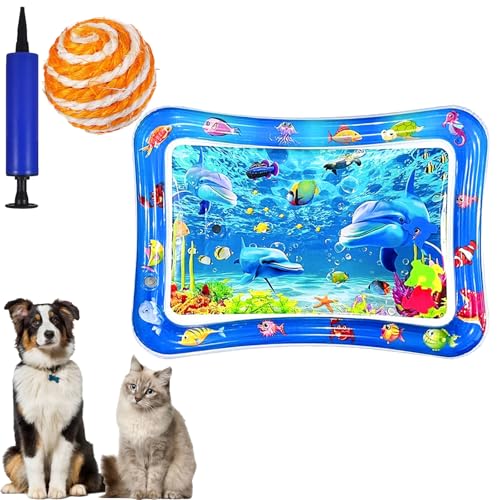 Gienslru Katzen Wassermatte, Wasserspielmatte Katze, Wassermatte Katzen Kratzfest, Wasser Matte Für Katze, Wasserbett Für Drinnen Und Draußen Schlafkomfort (J, 66 * 47CM) von Gienslru