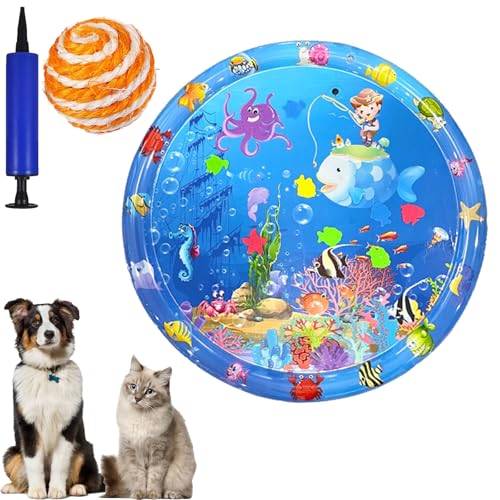 Gienslru Katzen Wassermatte, Wasserspielmatte Katze, Wassermatte Katzen Kratzfest, Wasser Matte Für Katze, Wasserbett Für Drinnen Und Draußen Schlafkomfort (K, 100 * 100CM) von Gienslru