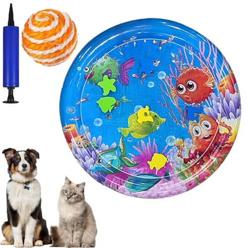 Gienslru Katzen Wassermatte, Wasserspielmatte Katze, Wassermatte Katzen Kratzfest, Wasser Matte Für Katze, Wasserbett Für Drinnen Und Draußen Schlafkomfort (N, 100 * 100CM) von Gienslru
