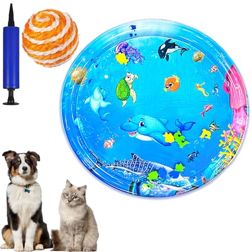 Gienslru Katzen Wassermatte, Wasserspielmatte Katze, Wassermatte Katzen Kratzfest, Wasser Matte Für Katze, Wasserbett Für Drinnen Und Draußen Schlafkomfort (P, 100 * 100CM) von Gienslru