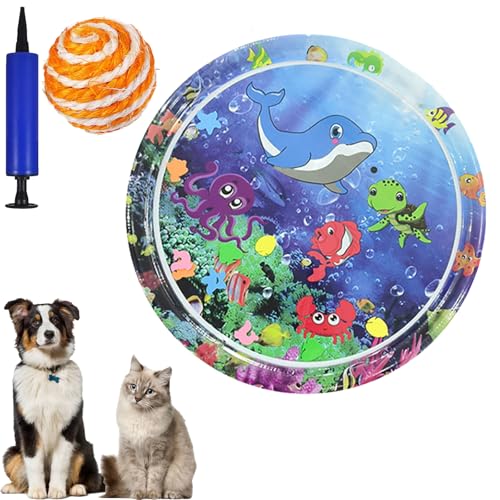 Gienslru Katzen Wassermatte, Wasserspielmatte Katze, Wassermatte Katzen Kratzfest, Wasser Matte Für Katze, Wasserbett Für Drinnen Und Draußen Schlafkomfort (Q, 100 * 100CM) von Gienslru
