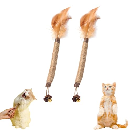 Gienslru Nunapets Cat Chew Toy, Nunapets Natural Silvervine Stick Cat Chew Toy, Nuna Pets Cat Chew Stick, Catnip Cat Chew Toys for Teeth Cleaning (C, 2pcs) von Gienslru