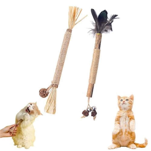 Gienslru Nunapets Cat Chew Toy, Nunapets Natural Silvervine Stick Cat Chew Toy, Nuna Pets Cat Chew Stick, Catnip Cat Chew Toys for Teeth Cleaning (D, 2pcs) von Gienslru