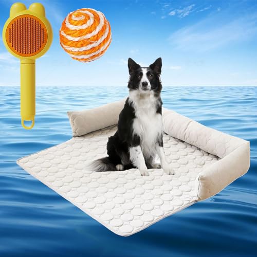 Gienslru Pelzbarn KüHlendes Hundebett, Pelsbarn KüHlendes Sofabett, Pelsbarn Cooling Mat, KüHlender Autositz füR Hunde, KüHlbetten füR Hunde, KüHlende Decke Hund (Grau, 90×90cm) von Gienslru