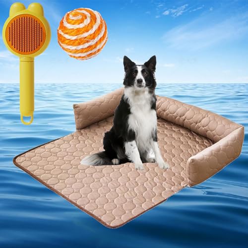 Gienslru Pelzbarn KüHlendes Hundebett, Pelsbarn KüHlendes Sofabett, Pelsbarn Cooling Mat, KüHlender Autositz füR Hunde, KüHlbetten füR Hunde, KüHlende Decke Hund (Kamel, 75 * 120 cm) von Gienslru