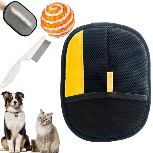 Gienslru Petlova Glove, Petlova Sweep Glove, Fell Magnet Handschuh, Handschuh Zur Entfernung Von Tierhaaren, Handschuh Tierhaarentfernung, Doppelseitige Fellpflegehandschuh für Pets (1 Stück) von Gienslru