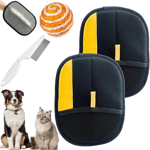 Gienslru Petlova Glove, Petlova Sweep Glove, Fell Magnet Handschuh, Handschuh Zur Entfernung Von Tierhaaren, Handschuh Tierhaarentfernung, Doppelseitige Fellpflegehandschuh für Pets (2 Stück) von Gienslru