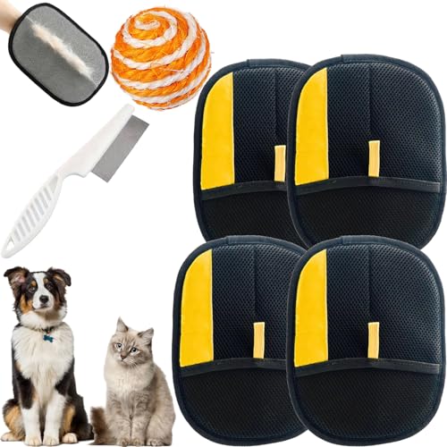 Gienslru Petlova Glove, Petlova Sweep Glove, Fell Magnet Handschuh, Handschuh Zur Entfernung Von Tierhaaren, Handschuh Tierhaarentfernung, Doppelseitige Fellpflegehandschuh für Pets (4 Stück) von Gienslru