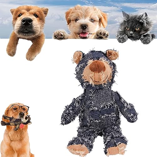 Gienslru Petsboro Robust Bear, Indestructible Robust Bear, Companion for Heavy, Petsboro Bear, Dog Stuffed Animals Chew Toy, Designed for Heavy Chewers (1pcs-Blue, L) von Gienslru