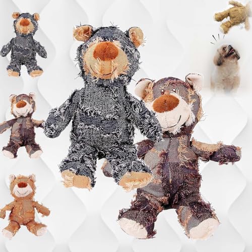 Gienslru Petsboro Robust Bear, Petsboro Bear, Indestructible Robust Bear Dog Toy, Beggar Bear Cat and Dog Toys That Can Make Sounds and Cute Woolen Dolls (2PCS-A,L) von Gienslru