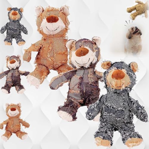 Gienslru Petsboro Robust Bear, Petsboro Bear, Indestructible Robust Bear Dog Toy, Beggar Bear Cat and Dog Toys That Can Make Sounds and Cute Woolen Dolls (3PCS,L) von Gienslru