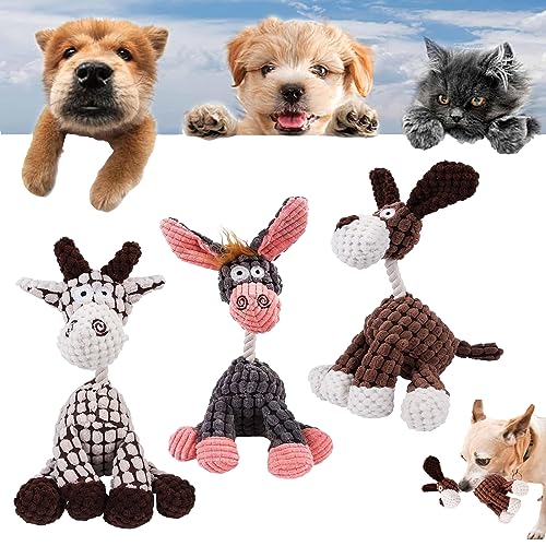 Gienslru Robustplush - Immortal Squeaker Plush Toy for Aggressive Chewers, Antarcking Indestructible Dog Toy, Durable Stuffed Animal Plush Chew Toys with Squeakers (3pcs-A+B+C) von Gienslru