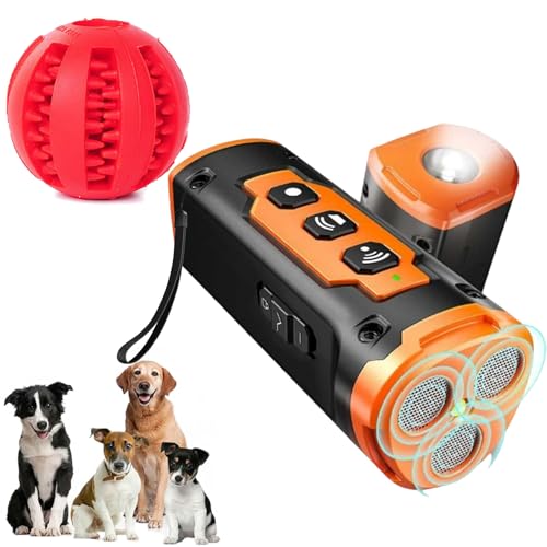 Gienslru Solavie Barkstop Hundetrainer, Hundeabwehr Ultraschall Mit Led, Antibell Ultraschall Gerät Mit 3 Schallwellen, Ruhemeister Pro - Schonendes Ultraschall-Training Für Ruhiges Zuhause (Orange) von Gienslru