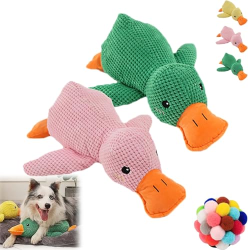Gienslru The Mellow Dog, The Mellow Dog Calming Pillow, The Mellow Dog Calming Duck, Cute No Stuffing Duck with Soft Squeaker, Dog Stuffed Animals Chew Toy, for Indoor Puppy (2pcs-A) von Gienslru
