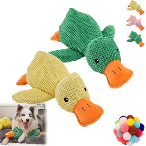 Gienslru The Mellow Dog, The Mellow Dog Calming Pillow, The Mellow Dog Calming Duck, Cute No Stuffing Duck with Soft Squeaker, Dog Stuffed Animals Chew Toy, for Indoor Puppy (2pcs-B) von Gienslru