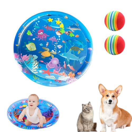 Gienslru Wassermatte Katze, Wasser Sensor Matte Für Katzen, Katzen Wassermatte, Wassermatte Für Katzen, Sommer Verdicken Sensorische Wassermatte für Haustiere (100cm-A) von Gienslru