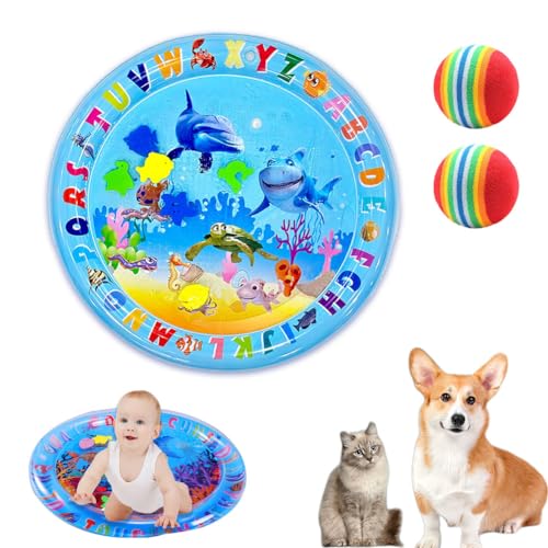 Gienslru Wassermatte Katze, Wasser Sensor Matte Für Katzen, Katzen Wassermatte, Wassermatte Für Katzen, Sommer Verdicken Sensorische Wassermatte für Haustiere (65cm-A) von Gienslru