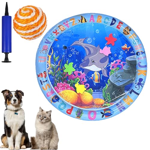 Gienslru Wassermatte Katzen Kratzfest, Wasserspielmatte Katze, Katzen Wassermatte, Wasser Matte Für Katze, Interaktives Katzenspielzeug, Water Sensor Play Mat Cat Aufblasbare (C, 65 * 65CM) von Gienslru
