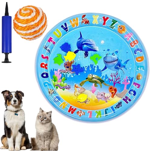 Gienslru Wassermatte Katzen Kratzfest, Wasserspielmatte Katze, Katzen Wassermatte, Wasser Matte Für Katze, Interaktives Katzenspielzeug, Water Sensor Play Mat Cat Aufblasbare (D, 65 * 65CM) von Gienslru