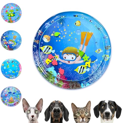 Gienslru Wasserspielmatte für Katzen - Summer Cat Water Mat, Sensorische Katzenmatte, Aqua Miez Spielmatte (K) von Gienslru
