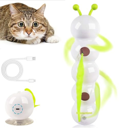 Gienslru Wuselwurm Katzenspielzeug, Smart Motion Katzenspielzeug Mit Wurmdesign, Intelligent Electric Interactive Cat Toy, Type-C Rechargeable Cat Toy with Feather, Relieves Anxiety (*1 Set) von Gienslru