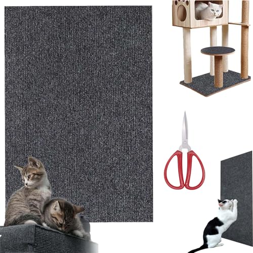 Kratzmatte Selbstklebend, Kratzmatte Zum Kleben, Kratzmatte Für Katzen, DIY Zuschneidbare Selbstklebende Teppich-Katzenmattenunterlage, Teppich-Katzenkratzer-Möbelschutz (Dark Gray,11.8 * 39.4in) von Gienslru