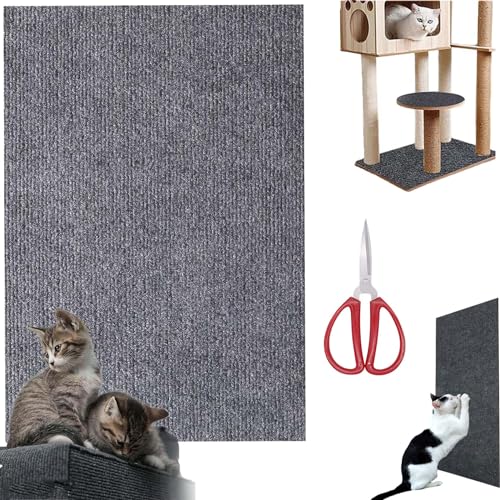 Kratzmatte Selbstklebend, Kratzmatte Zum Kleben, Kratzmatte Für Katzen, DIY Zuschneidbare Selbstklebende Teppich-Katzenmattenunterlage, Teppich-Katzenkratzer-Möbelschutz (Light Gray,11.8 * 39.4in) von Gienslru