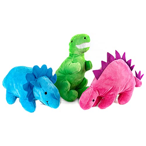Giftable World 22,9 cm Plüsch-Haustier-Spielzeug, 3-teiliges Dinosaurier-Spielzeug mit Quietsch-Sortiment von Giftable World