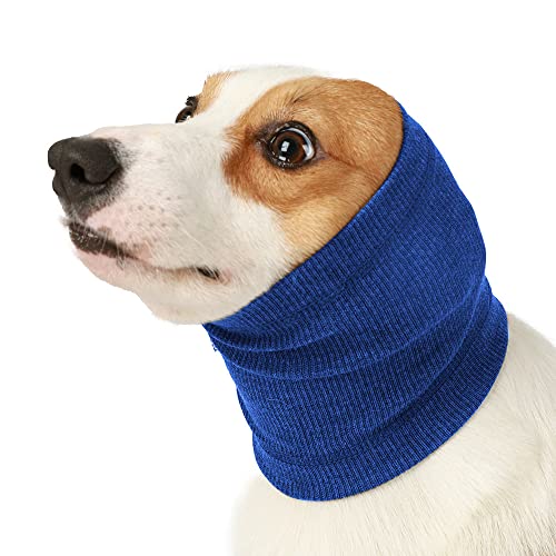 Gigicloud Pet Hoodie, Dog Snood Dog Neck and Ears Warmer Pet Dog Comforting Headgear Anti-Fright-Doggie Ear Muffs Thunder Dog Ear Muffs Noise Protection for Anxiety Relief Calming,Blue L von Gigicloud