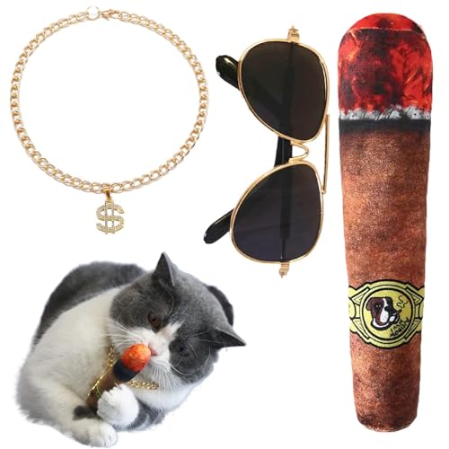 Gihioue Hip-Hop-Kostüm für Hunde,Hip-Hop-Haustierkostüm | Dollar Halskette Brille Hund,Katzen-Hunde-Halskette und Sonnenbrille, Haustier-Cosplay-Kostüme für Welpen, kleine und mittelgroße Hunde und Gihioue Hip-Hop-Kostüm für Hunde,Hip-Hop-Haustierkostüm | Dollar Halskette Brille Hund,Katzen-Hunde-Halskette und Sonnenbrille, Haustier-Cosplay-Kostüme für Welpen, kleine und mittelgroße Hunde und von Gihioue
