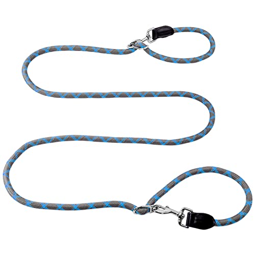 8-in-1-Multifunktionsleine aus Nylon, Doppelleine für Hunde, 1,2 cm, mit reflektierenden Nähten, verstellbare Taille, passend für alle Taillenumfang, für mittelgroße und große Hunde, Blau 8-in-1-Multifunktionsleine aus Nylon, Doppelleine für Hunde, 1,2 cm, mit reflektierenden Nähten, verstellbare Taille, passend für alle Taillenumfang, für mittelgroße und große Hunde, Blau von Gihunk