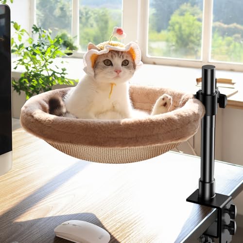 Giisorde Katzen-Schreibtischbett, Katzen-Hängematte für Heimbüro, 360° drehbar & verstellbares Regal, abnehmbares, bequemes weiches Haustiernestbett, moderne einzigartige Kätzchenmöbelbefestigung für Giisorde Katzen-Schreibtischbett, Katzen-Hängematte für Heimbüro, 360° drehbar & verstellbares Regal, abnehmbares, bequemes weiches Haustiernestbett, moderne einzigartige Kätzchenmöbelbefestigung für von Giisorde