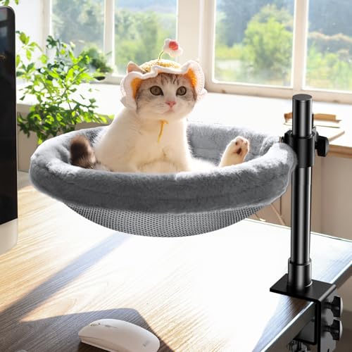 Giisorde Katzen-Schreibtischbett, Katzen-Hängematte für Heimbüro, 360° drehbar & verstellbares Regal, abnehmbares, bequemes weiches Haustiernestbett, moderne einzigartige Kätzchenmöbelbefestigung für Giisorde Katzen-Schreibtischbett, Katzen-Hängematte für Heimbüro, 360° drehbar & verstellbares Regal, abnehmbares, bequemes weiches Haustiernestbett, moderne einzigartige Kätzchenmöbelbefestigung für von Giisorde