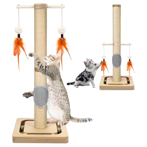 68,6 cm hoher Katzenbaum für Kätzchen, Jute-Kratzbaum mit hängendem Spielzeug und Kugelbahn für Kätzchen & erwachsene Katzen, Kleiner Katzenturm mit Spielzeug, Katzenaktivitätsbaum Indoor 68,6 cm hoher Katzenbaum für Kätzchen, Jute-Kratzbaum mit hängendem Spielzeug und Kugelbahn für Kätzchen & erwachsene Katzen, Kleiner Katzenturm mit Spielzeug, Katzenaktivitätsbaum Indoor von Giliglue