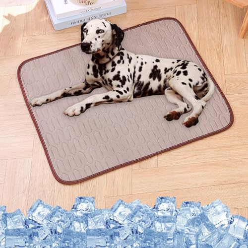 Giltpeak Kühlmatte Für Hunde, Kühldecke Hund Katze, Selbst Kühlende Hundematte Sommer Pet Ice Pad Abrieb Für Zuhause Unterwegs Oder Im Auto (Latex-Braun, 150X100CM) von Giltpeak