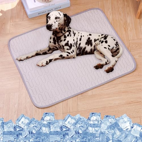 Giltpeak Kühlmatte Für Hunde, Kühldecke Hund Katze, Selbst Kühlende Hundematte Sommer Pet Ice Pad Abrieb Für Zuhause Unterwegs Oder Im Auto (Latex-Grau, 150X100CM) von Giltpeak