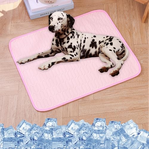 Giltpeak Kühlmatte Für Hunde, Kühldecke Hund Katze, Selbst Kühlende Hundematte Sommer Pet Ice Pad Abrieb Für Zuhause Unterwegs Oder Im Auto (Latex-Rosa, 150X100CM) von Giltpeak