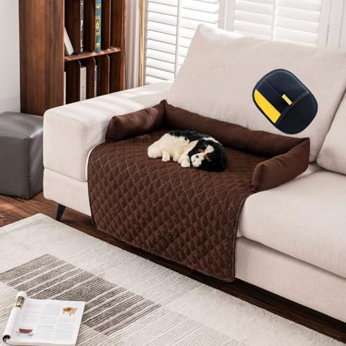 Giltpeak Pelzbarn Kühlendes Sofabett, Pelzbarn Kühlmatte Hundebett, Vier Jahreszeiten Universal KüHlpad Aus Eisseide, Maschinenwaschbar Hundebett füR Katzen und Hunde Aller GrößEn (Braun, 90cm*90cm) von Giltpeak