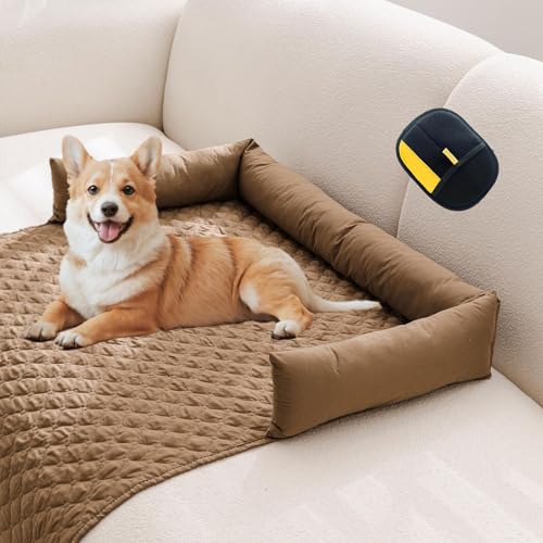 Giltpeak Pelzbarn Kühlendes Sofabett, Pelzbarn Kühlmatte Hundebett, Vier Jahreszeiten Universal KüHlpad Aus Eisseide, Maschinenwaschbar Hundebett füR Katzen und Hunde Aller GrößEn (Khaki, 90cm*135cm) von Giltpeak