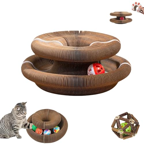 Katzenwirbel, Kettenwirbel Spielzeug, Magic Organ Cat Scratching Board, 2-In-1 Cat Kratzbrett Mit GlöCkchen, Foldable Convenient Cat Scratcher, Durable, Recyclable (1PC) von Giltpeak