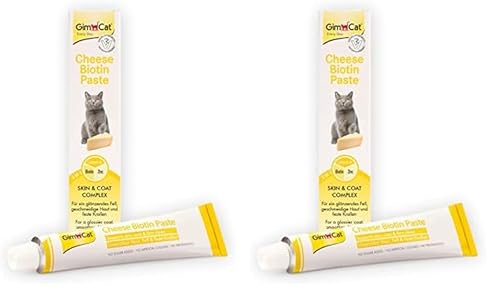 GimCat Cheese Biotin Paste - Mit aromatischem Käse, Zink und Leinöl für Fell, Haut und Krallen - 1 Tube (1 x 200 g) (Packung mit 2) von GimCat