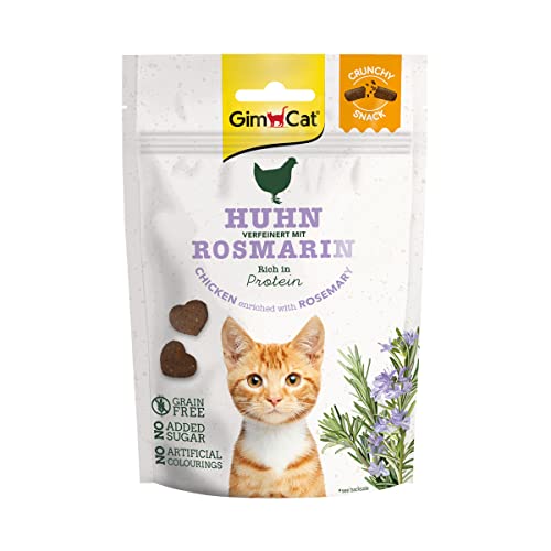 GimCat Crunchy Snacks Huhn mit Rosmarin - Knuspriges und proteinreiches Katzenleckerli ohne Zuckerzusatz - 1 Beutel (1 x 50 g) von GimCat